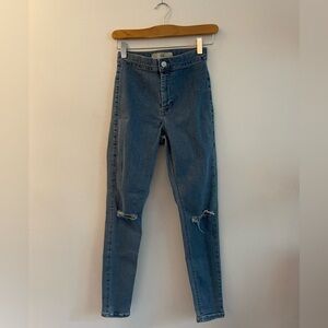 Topshop High Rise Y2K 2010s Soft Grunge Indie Sleaze Distressed Blue Joni Jeans
